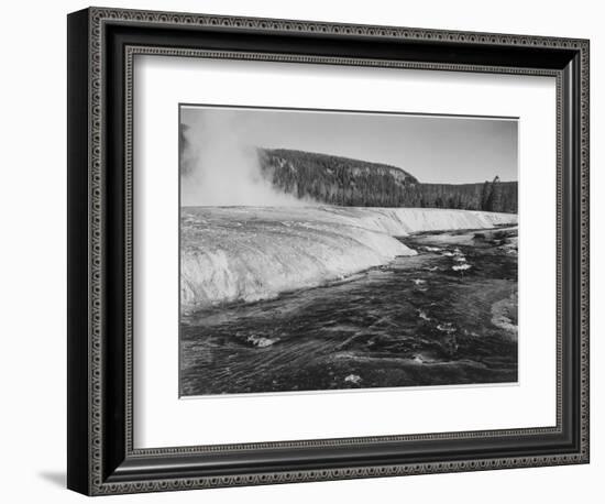 River In Foreground Trees Behind "Firehole River Yellowstone National Park" Wyoming-Ansel Adams-Framed Art Print