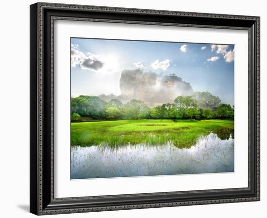 River in the Garden Near Mountain of Sigiriya-Givaga-Framed Photographic Print