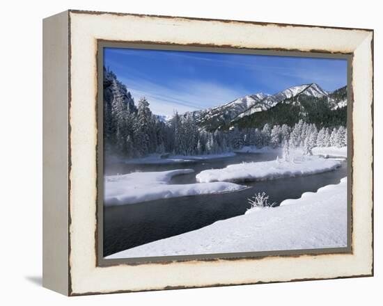 River in Winter, Refuge Point, West Yellowstone, Montana, USA-Alison Wright-Framed Premier Image Canvas