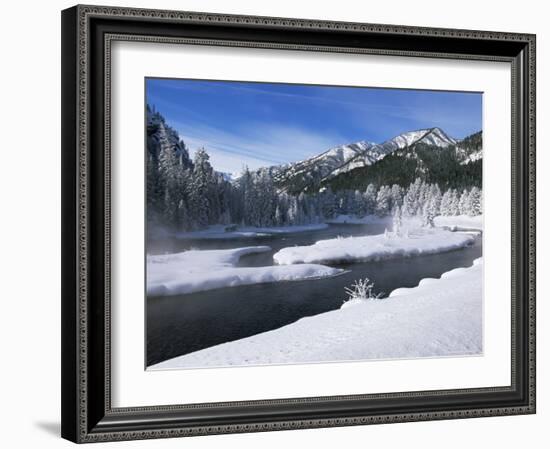 River in Winter, Refuge Point, West Yellowstone, Montana, USA-Alison Wright-Framed Photographic Print