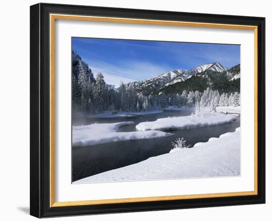 River in Winter, Refuge Point, West Yellowstone, Montana, USA-Alison Wright-Framed Photographic Print