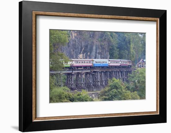 River Kwai Train Crossing the Wampoo Viaduct on the Death Railway Above the River Kwai Valley-Alex Robinson-Framed Photographic Print