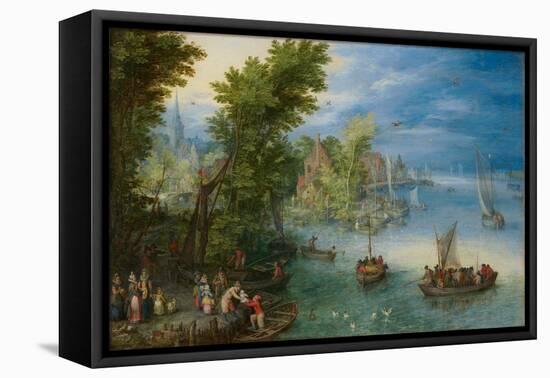 River Landscape, 1607 (Oil on Copper)-Jan the Elder Brueghel-Framed Premier Image Canvas