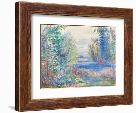 River Landscape, 1890-Pierre-Auguste Renoir-Framed Premium Giclee Print