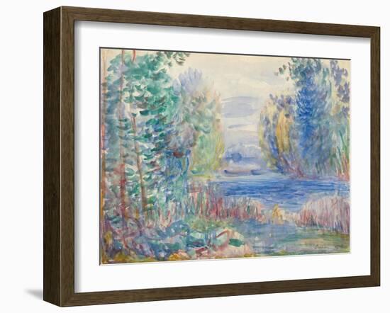 River Landscape, 1890-Pierre-Auguste Renoir-Framed Giclee Print