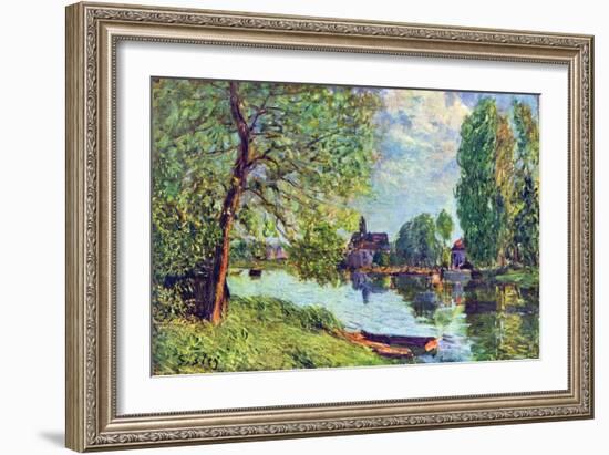 River Landscape at Moret-Sur-Loing-Alfred Sisley-Framed Art Print