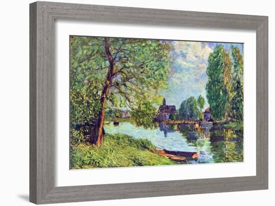 River Landscape at Moret-Sur-Loing-Alfred Sisley-Framed Art Print