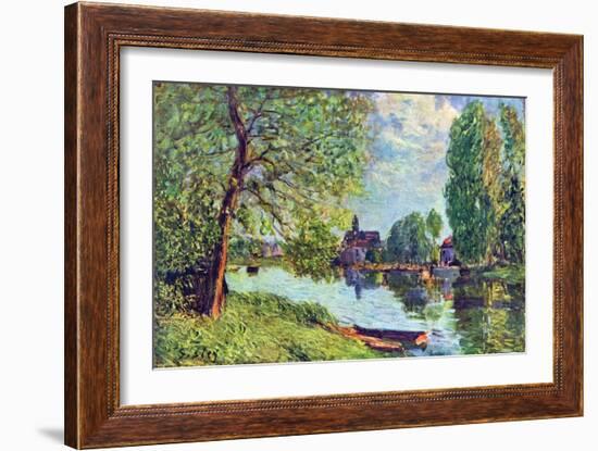 River Landscape at Moret-Sur-Loing-Alfred Sisley-Framed Art Print