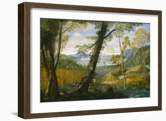 River Landscape, C.1590 (Oil on Canvas)-Annibale Carracci-Framed Giclee Print