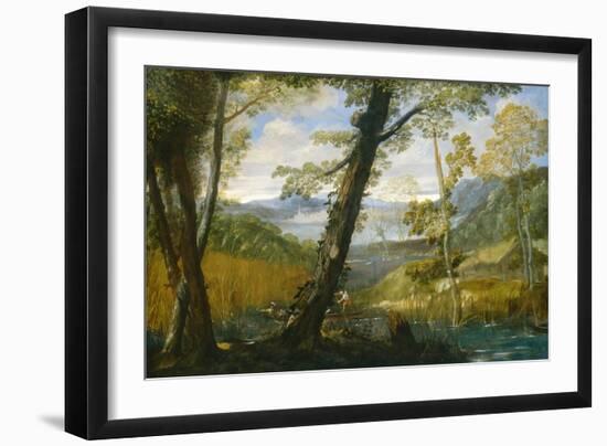 River Landscape, C.1590 (Oil on Canvas)-Annibale Carracci-Framed Giclee Print