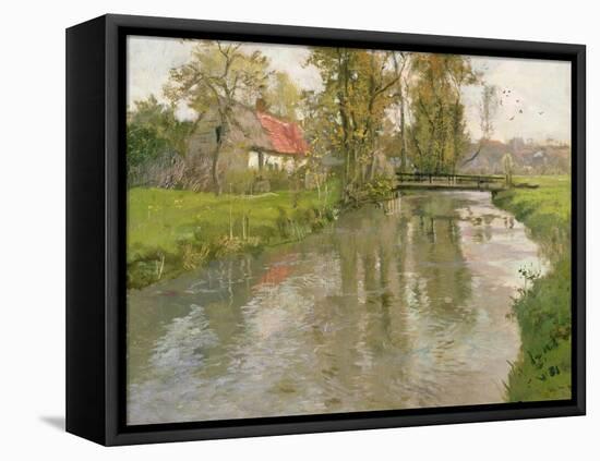 River Landscape, C.1897-Fritz Thaulow-Framed Premier Image Canvas