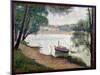 River Landscape with a Boat-Georges Seurat-Mounted Giclee Print