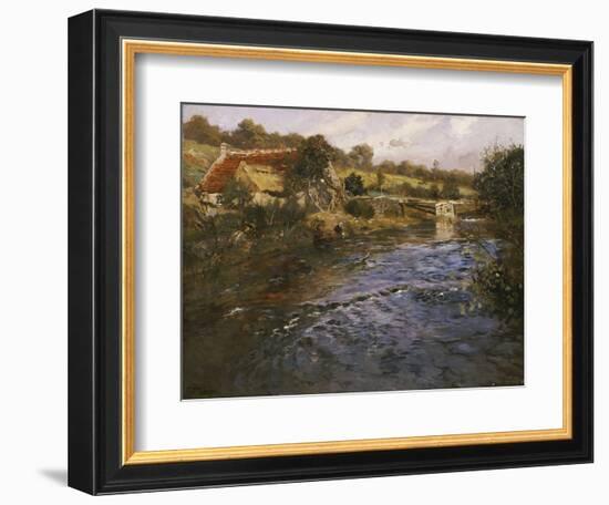 River Landscape with a Washerwoman-Fritz Thaulow-Framed Giclee Print