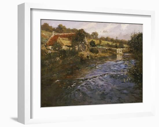 River Landscape with a Washerwoman-Fritz Thaulow-Framed Giclee Print