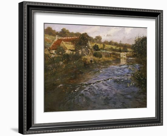River Landscape with a Washerwoman-Fritz Thaulow-Framed Giclee Print