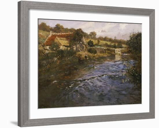 River Landscape with a Washerwoman-Fritz Thaulow-Framed Giclee Print