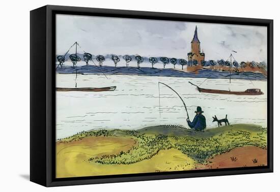 River Landscape with Angler, 1911-Auguste Macke-Framed Premier Image Canvas