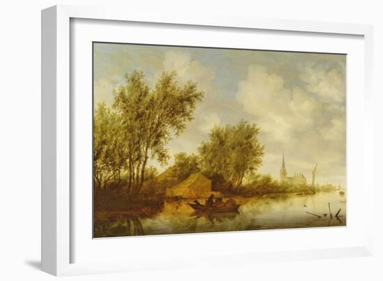 River Landscape with Church-Salomon van Ruisdael-Framed Giclee Print