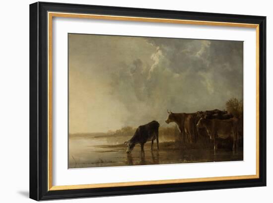 River Landscape with Cows-Aelbert Cuyp-Framed Art Print