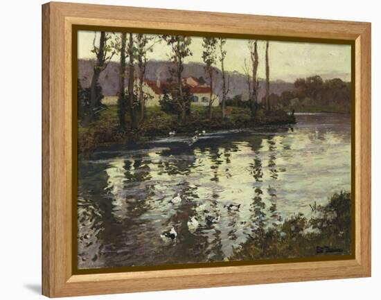 River Landscape with Ducks-Fritz Thaulow-Framed Premier Image Canvas