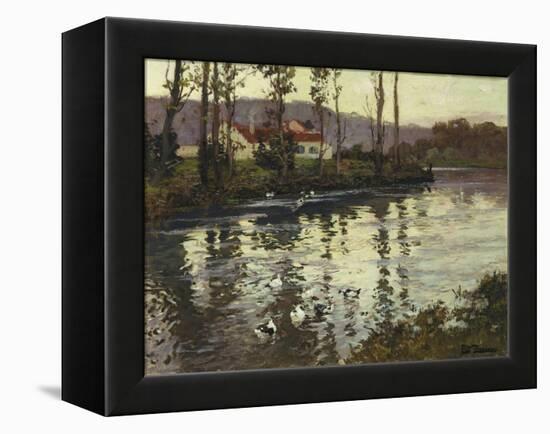 River Landscape with Ducks-Fritz Thaulow-Framed Premier Image Canvas