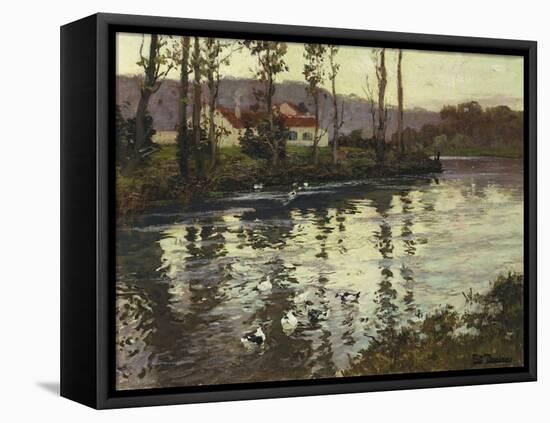 River Landscape with Ducks-Fritz Thaulow-Framed Premier Image Canvas