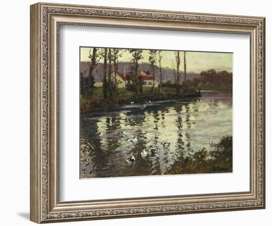 River Landscape with Ducks-Fritz Thaulow-Framed Giclee Print