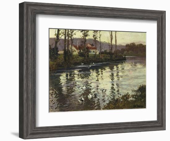 River Landscape with Ducks-Fritz Thaulow-Framed Giclee Print