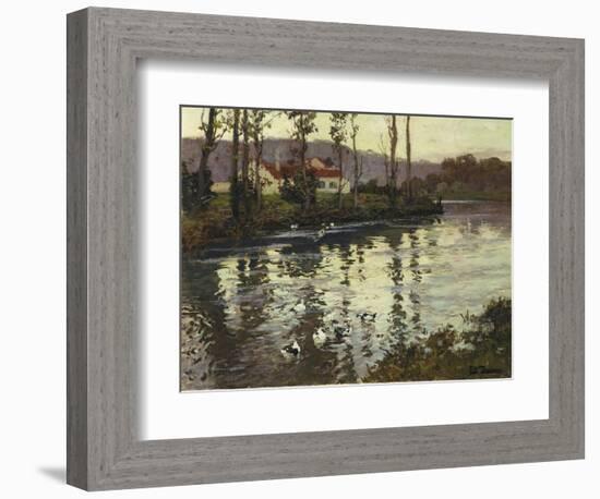 River Landscape with Ducks-Fritz Thaulow-Framed Giclee Print