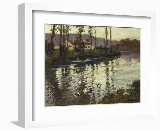 River Landscape with Ducks-Fritz Thaulow-Framed Giclee Print