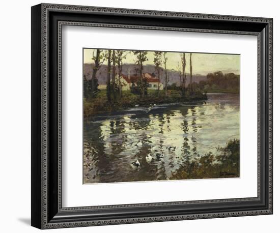 River Landscape with Ducks-Fritz Thaulow-Framed Giclee Print