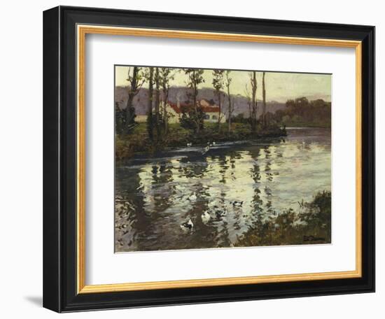 River Landscape with Ducks-Fritz Thaulow-Framed Giclee Print