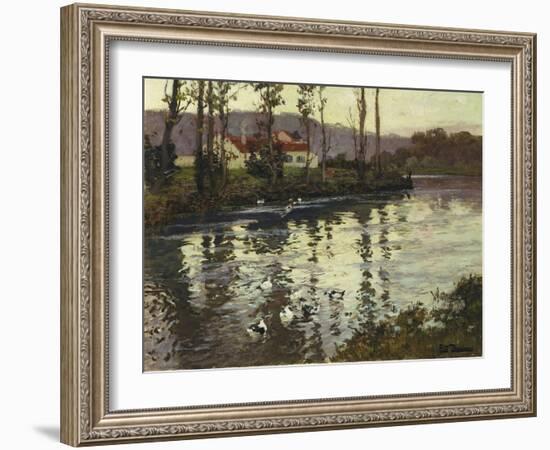 River Landscape with Ducks-Fritz Thaulow-Framed Giclee Print