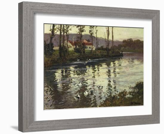 River Landscape with Ducks-Fritz Thaulow-Framed Giclee Print