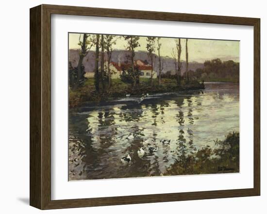 River Landscape with Ducks-Fritz Thaulow-Framed Giclee Print