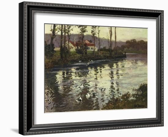 River Landscape with Ducks-Fritz Thaulow-Framed Giclee Print