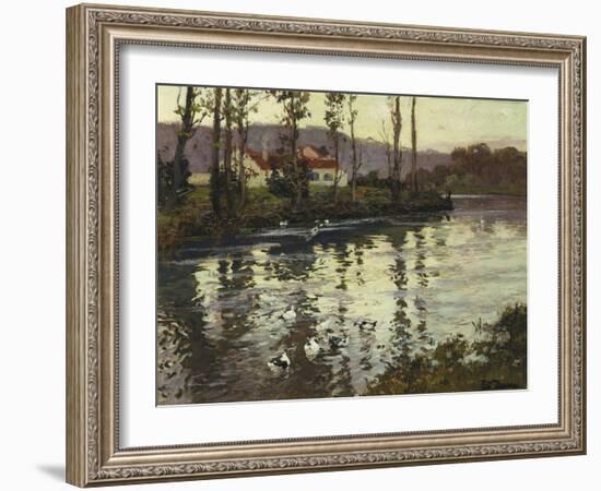 River Landscape with Ducks-Fritz Thaulow-Framed Giclee Print