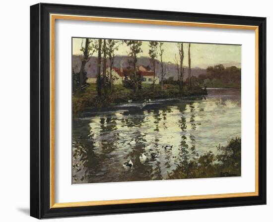 River Landscape with Ducks-Fritz Thaulow-Framed Giclee Print