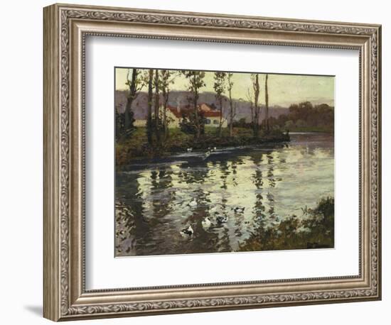 River Landscape with Ducks-Fritz Thaulow-Framed Giclee Print