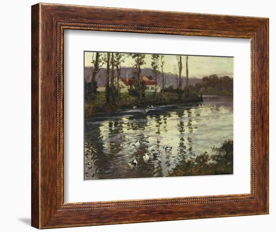 River Landscape with Ducks-Fritz Thaulow-Framed Giclee Print