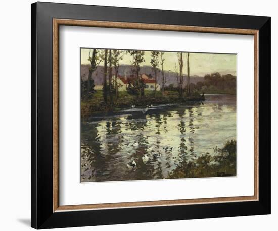 River Landscape with Ducks-Fritz Thaulow-Framed Giclee Print