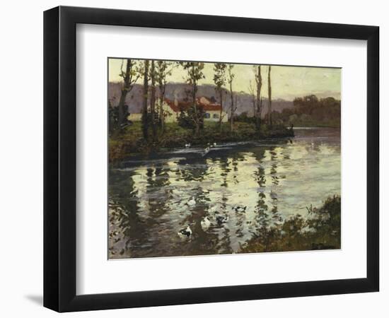 River Landscape with Ducks-Fritz Thaulow-Framed Giclee Print