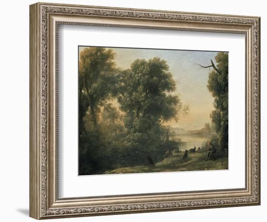 River Landscape with Goatherd Piping, 17th Century-Claude Lorraine-Framed Giclee Print