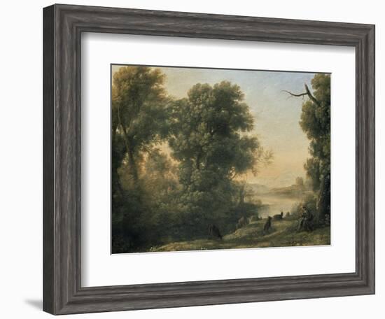 River Landscape with Goatherd Piping, 17th Century-Claude Lorraine-Framed Giclee Print