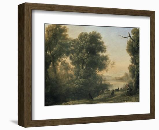 River Landscape with Goatherd Piping, 17th Century-Claude Lorraine-Framed Giclee Print