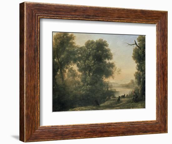 River Landscape with Goatherd Piping, 17th Century-Claude Lorraine-Framed Giclee Print