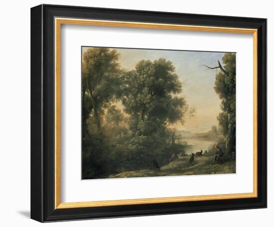 River Landscape with Goatherd Piping, 17th Century-Claude Lorraine-Framed Giclee Print