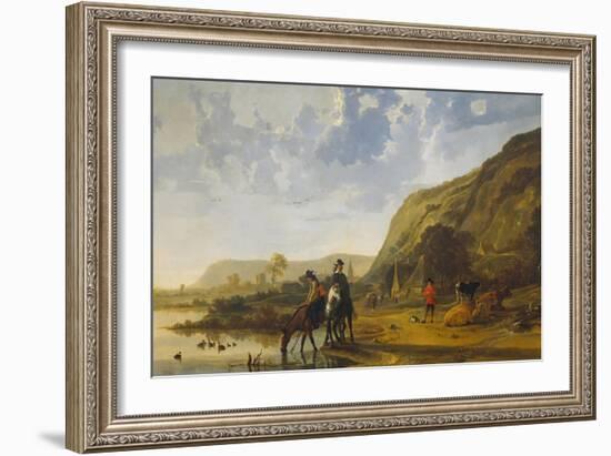 River Landscape with Riders, C. 1655-Aelbert Cuyp-Framed Giclee Print