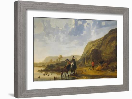 River Landscape with Riders, C. 1655-Aelbert Cuyp-Framed Giclee Print