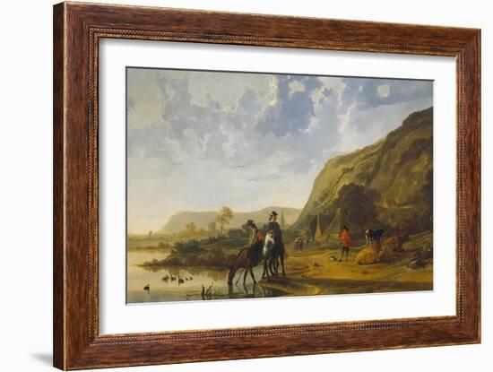 River Landscape with Riders, C. 1655-Aelbert Cuyp-Framed Giclee Print